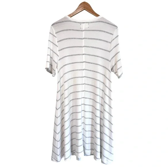 Loft Lou & Grey Women’s Large Ivory with Gray Strips Swing T-Shirt Midi Dress - Picture 5 of 8